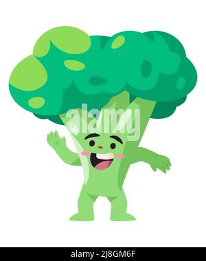 Illustrazione dei broccoli di danza verdura allegra caricatura sana gioia divertente personaggio Illustrazione Vettoriale