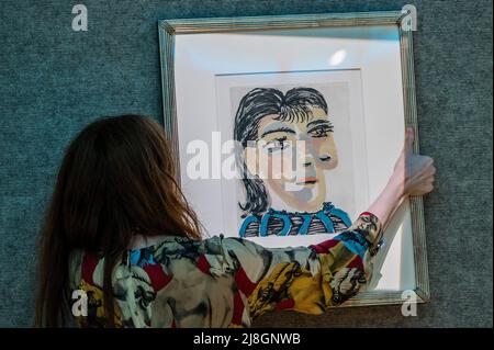 Londra, Regno Unito. 16th maggio 2022. Tête de femme n. 2. Portrait de Dora Maar, 1939 (Estimate: £25.000-35.000) - un'anteprima della vendita Bonhams Picassomania a New Bond Street. La vendita si svolge il 18th maggio 2022. Credit: Guy Bell/Alamy Live News Foto Stock