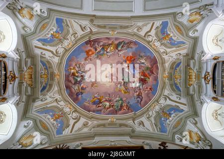 Splendido affresco artistico sul soffitto della biblioteca di Admont, Stiria, Austria Foto Stock