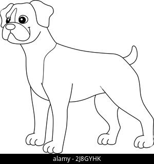 Boxer Dog coloring Page for Kids Illustrazione Vettoriale