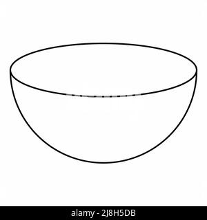 Forma geometrica dell'emisfero. Contorni neri su sfondo bianco. Illustrazione Vettoriale