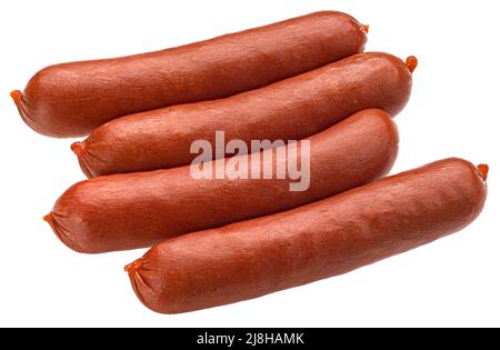 Salsiccia affumicata isolata su sfondo bianco, profondità di campo piena Foto Stock