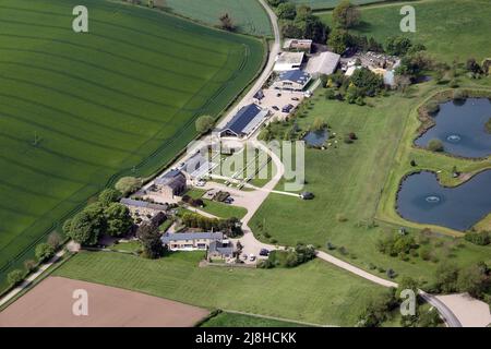 Vista aerea dello Yorkshire Wedding Barn, un luogo di matrimonio vicino Richmond, North Yorkshire Foto Stock