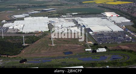 Vista aerea dello stabilimento Nissan Car di Sunderland - Nissan Motor Manufacturing UK Ltd, Tyne & Wear, UK Foto Stock