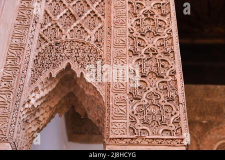 Dettagli in tombe Saadiens a Marrakech City in Marocco Foto Stock