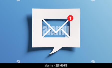 Nuovo concetto di notifica e-mail per la comunicazione e-mail aziendale e il marketing digitale. Posta in arrivo ricezione avviso messaggio elettronico. Astratto minimalista Foto Stock