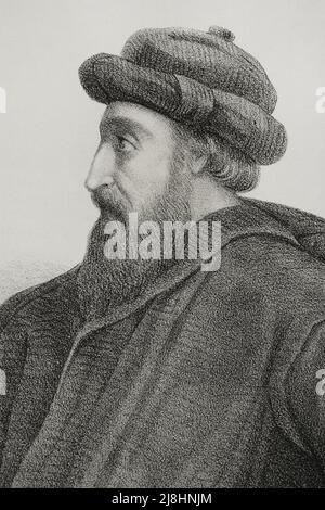 Nuño Nuñez Rasura (ca 789-c. 862), Conte di Amaya. Leggendario giudice di Castiglia. Verticale. Foto Stock