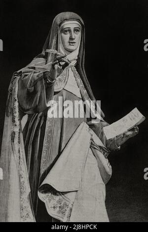 Santa Teresa di Gesù (1515-1682). Nun fondatrice dell'Ordine dei Carmelitani Scalzi. Mistico e scrittore spagnolo. Incisione, 1882. Foto Stock