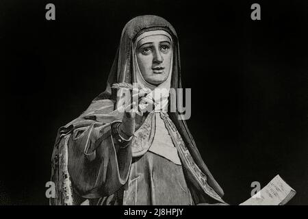 Santa Teresa di Gesù (1515-1682). Nun fondatrice dell'Ordine dei Carmelitani Scalzi. Mistico e scrittore spagnolo. Incisione, 1882. Foto Stock