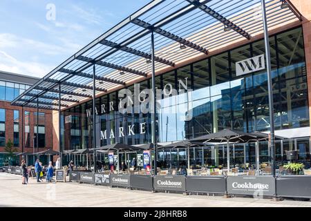 Warrington Market, Time Square, Warrington, Cheshire, Inghilterra, Regno Unito Foto Stock