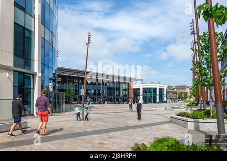 Warrington Market, Time Square, Warrington, Cheshire, Inghilterra, Regno Unito Foto Stock