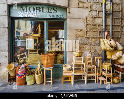 Negozio di fronte nel centro storico di Girona - Spagna Foto Stock