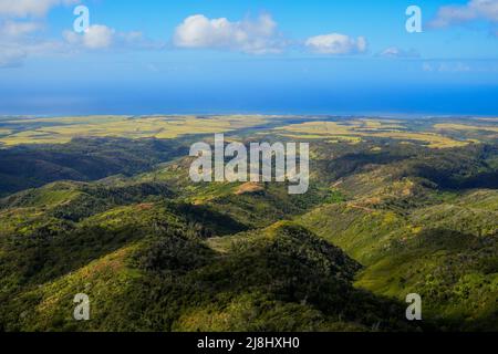 Vista aerea dell'ovest dell'isola di Kauai nelle Hawaii, Stati Uniti Foto Stock