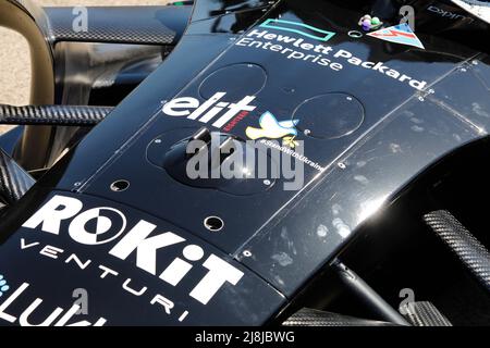 Berlino, Germania, 15th maggio 2022. 2022 Shell Recharge Berlin e-Prix, Round 8 del Campionato del mondo di Formula e ABB FIA 2021-22, circuito aeroportuale Tempelhof a Berlino, Germania nella foto: Dettaglio auto da corsa ROKIT Venturi Racing © Piotr Zajac/Alamy Live News Foto Stock