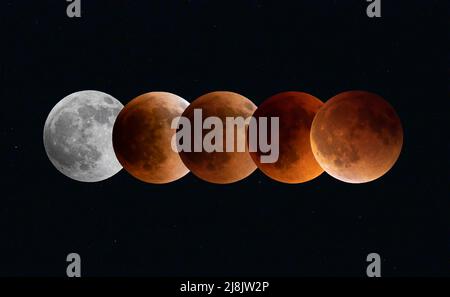 Super Flower Blood moon series - Eclipse lunare preso il 15 maggio 2022, Canada Foto Stock