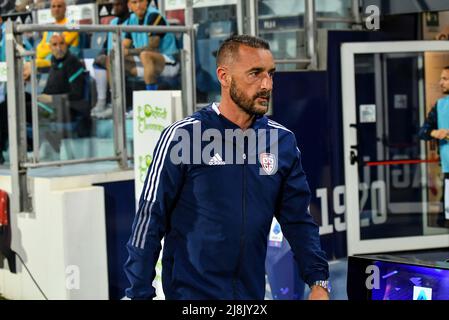 Unipol Domus, Cagliari, Italia, 15 maggio 2022, Alessandro AgostiniMister di Cagliari Calcio durante Cagliari Calcio vs Inter - FC Internazionale - ital Foto Stock