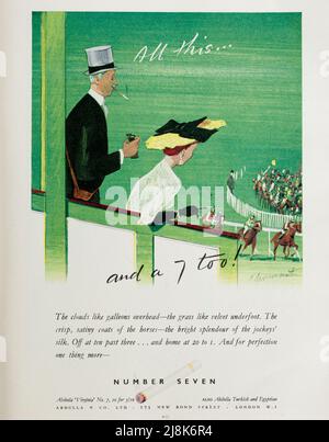 Old 1950s British Pubblicità per numero sette sigarette Foto Stock