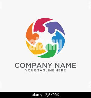 Design del logo del gruppo di lavoro di squadra Illustrazione Vettoriale