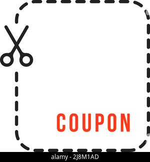 coupon sottile con forbici semplici Illustrazione Vettoriale