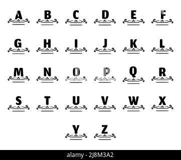 Vector Set elegante monogramma isolato su sfondo bianco. Simboli creativi di lettere e numeri in stile doodle. Illustrazione Vettoriale