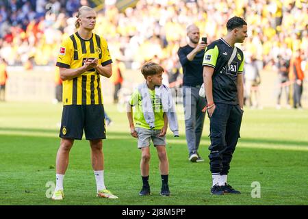 DORTMUND, GERMANIA - MAGGIO 14: Erling Haaland di Borussia Dortmund durante il 1. Bundesliga partita tra Borussia Dortmund e Hertha BSC al Signal Iduna Park il 14 maggio 2022 a Dortmund, Germania (Foto di Joris Verwijst/Orange Pictures) Foto Stock