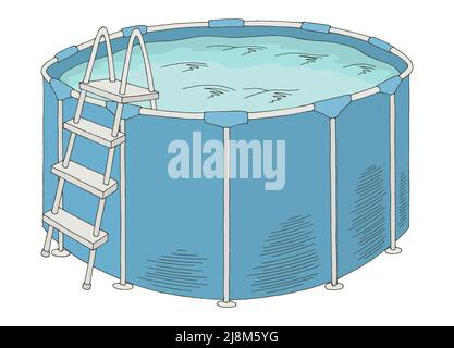 Telaio piscina grafico colore isolato disegno vettore illustrazione Illustrazione Vettoriale