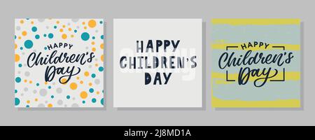 Buon giorno dei bambini. Frase vacanza. Lettere vettoriali disegnate a mano Illustrazione Vettoriale