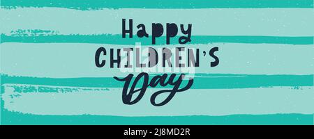 Buon giorno dei bambini. Frase vacanza. Lettere vettoriali disegnate a mano Illustrazione Vettoriale