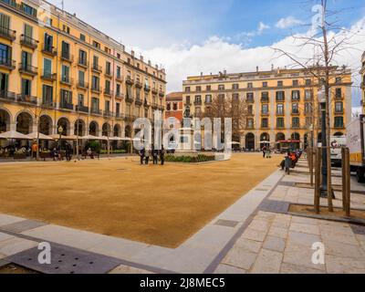 Piazza dell'Indipendenza a Girona - Spagna Foto Stock