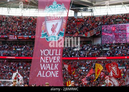 LONDRA, INGHILTERRA - MAGGIO 14: Liverpool fansdurante la finale di fa Cup tra Chelsea e Liverpool al Wembley Stadium , Londra, UK 14th Maggio 2022 Foto Stock