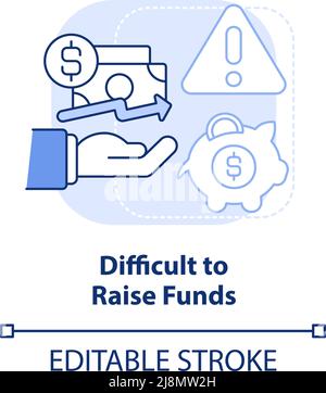 Difficile raccogliere fondi icona di concetto blu chiaro Illustrazione Vettoriale