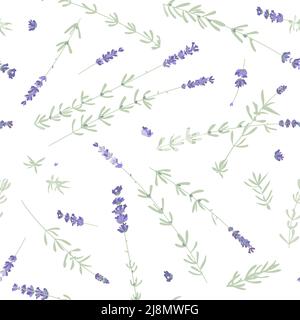 Fiori di lavanda decorativo senza cuciture pattern. Progettazione per tessuti, carta e altri progetti di stampa e web. Illustrazione Vettoriale