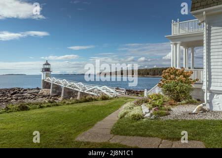 Il faro di Marshall Point, Port Clyde, Maine Foto Stock