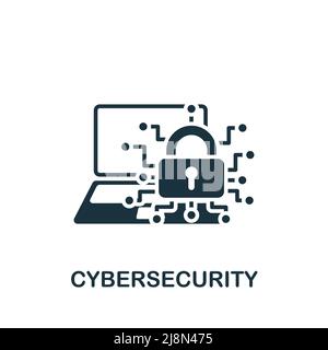 Icona della cybersicurezza. Icona monocromatica Simple Industry 4,0 per modelli, web design e infografiche Illustrazione Vettoriale