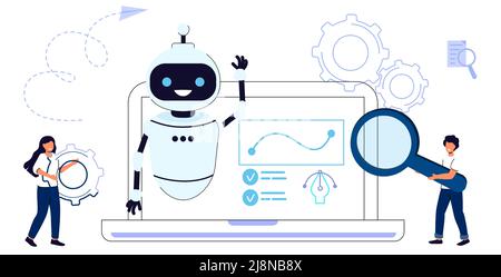 Automazione del flusso di lavoro organizzazione e gestione della forza lavoro crescita aziendale modi astratti concetto vettore illustrazione leadership di progetto Waterfall e A. Illustrazione Vettoriale