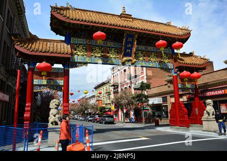 Ingresso a Chinatown in Victoria BC, Canada Foto Stock