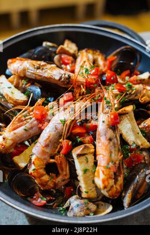 Ristorante veneziano di cucina scampi o scampo scampo Foto Stock