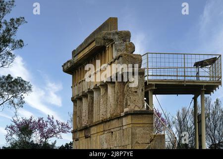 Il Parco Archeologico di Metaponto in Basilicata, antica colonia di Magna Grecia poi conquistata dai Romani nel 3rd a.C. Foto Stock