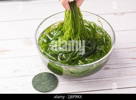 Asian Sea Food Green Kelp Silk compresso Foto Stock