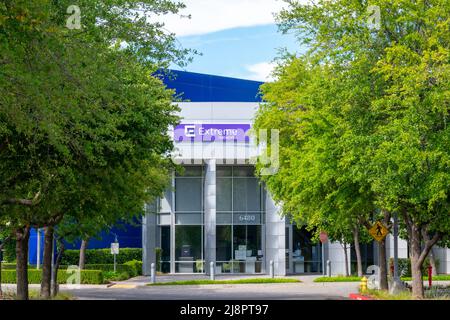 Logo Extreme Networks, firma presso la sede centrale di Silicon Valley. Extreme Networks produce apparecchiature per infrastrutture di rete cablate e wireless Foto Stock
