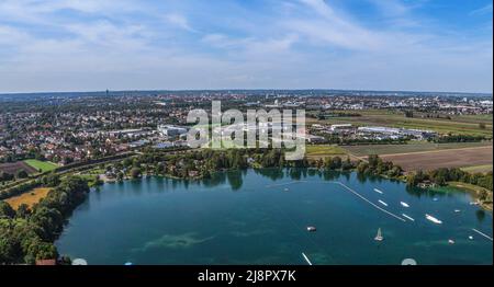 Vista aerea del Friedberger Baggersee Foto Stock