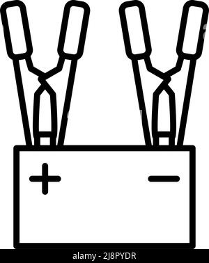 Icona di carica della batteria dell'auto. Design di contorni in grassetto con larghezza traccia modificabile. Illustrazione vettoriale. Illustrazione Vettoriale