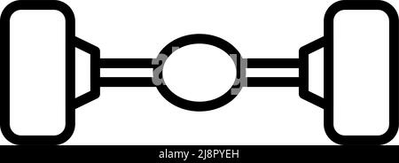 Icona dell'assale posteriore della vettura. Design di contorni in grassetto con larghezza traccia modificabile. Illustrazione vettoriale. Illustrazione Vettoriale