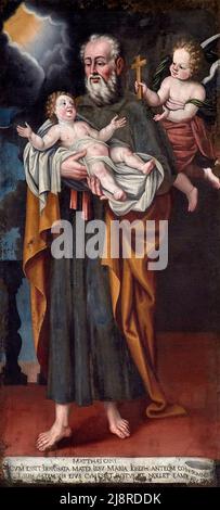 San Giuseppe col Bambino - olio su tela - piazzola lombardo del XVII secolo - Morbegno (SO) ,Italia,chiesa di San Giovanni Battista Foto Stock