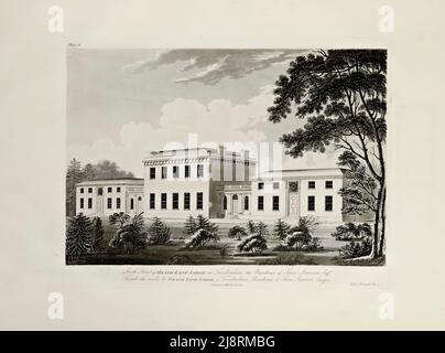 SOUTH FRONT, HEATH - LANE LODGE, LA RESIDENZA DI ISAAC SIVAINSON, ESQ. Situato a Twickenham in Middlesex dal libro ' piani, e viste in prospettiva, con descrizioni, di edifici eretti in Inghilterra e Scozia : e anche un saggio, per chiarire l'architettura greca, romana e gotica : accompagnato da disegni di Robert Mitchell, Data di pubblicazione 1801 Editore Londra : Stampato, presso l'Oriental Press, Wilson & Co. Per l'autore Foto Stock