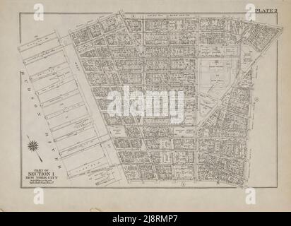 PIANO DI MANHATTAN ISLAND NEL 1908 (sezioni) dall'iconografia di Manhattan Island, 1498-1909 compilata da fonti originali e illustrata da riproduzioni di foto-intaglio di mappe importanti, piani, viste, E documenti in collezioni pubbliche e private - Volume 2 di Stokes, I. N. Phelps (Isaac Newton Phelps), 1867-1944 Editore New York : Robert H. Dodd 1915. Compresa la cartografia: Un saggio sullo sviluppo della conoscenza riguardante la geografia della costa orientale del Nord America; Manhattan Island e i suoi dintorni su mappe e grafici iniziali / da F.C. Wieder e I.N. Stokes Phelps. Il Manat Foto Stock