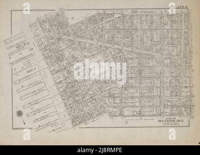 PIANO DI MANHATTAN ISLAND NEL 1908 (sezioni) dall'iconografia di Manhattan Island, 1498-1909 compilata da fonti originali e illustrata da riproduzioni di foto-intaglio di mappe importanti, piani, viste, E documenti in collezioni pubbliche e private - Volume 2 di Stokes, I. N. Phelps (Isaac Newton Phelps), 1867-1944 Editore New York : Robert H. Dodd 1915. Compresa la cartografia: Un saggio sullo sviluppo della conoscenza riguardante la geografia della costa orientale del Nord America; Manhattan Island e i suoi dintorni su mappe e grafici iniziali / da F.C. Wieder e I.N. Stokes Phelps. Il Manat Foto Stock