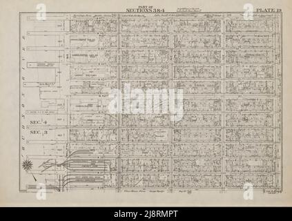 PIANO DI MANHATTAN ISLAND NEL 1908 (sezioni) dall'iconografia di Manhattan Island, 1498-1909 compilata da fonti originali e illustrata da riproduzioni di foto-intaglio di mappe importanti, piani, viste, E documenti in collezioni pubbliche e private - Volume 2 di Stokes, I. N. Phelps (Isaac Newton Phelps), 1867-1944 Editore New York : Robert H. Dodd 1915. Compresa la cartografia: Un saggio sullo sviluppo della conoscenza riguardante la geografia della costa orientale del Nord America; Manhattan Island e i suoi dintorni su mappe e grafici iniziali / da F.C. Wieder e I.N. Stokes Phelps. Il Manat Foto Stock