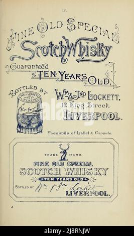 Fine Old Special Scotch Whisky garantito dieci anni di pubblicità che è apparso nell'edizione 1895 della ' Pacific line guide to South America; contenente informazioni per viaggiatori e spedizionieri ai porti sulle coste est & ovest del Sud America ' Foto Stock