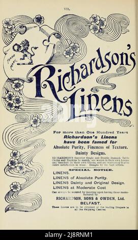 Richardson's Linens Advertising apparso nell'edizione 1895 della ' Pacific line guide to South America; contenente informazioni per viaggiatori e spedizionieri ai porti sulle coste est e ovest del Sud America ' Foto Stock